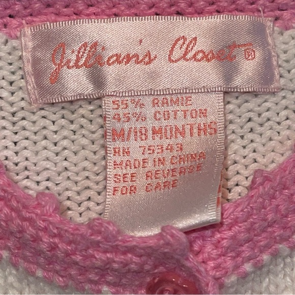 Jillian’s Closet Girls Infant Knit Sweater Easter Bunnies White Pink Spring NWT - Picture 6 of 6